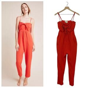 Anthropologie Saturday Sunday Isabel Tie Front Jumpsuit - Red - XS